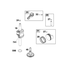 Crankshaft Group Diagram and Parts List for 09P802-0008-H5 020000 - 09Z999 Briggs and Stratton Engine